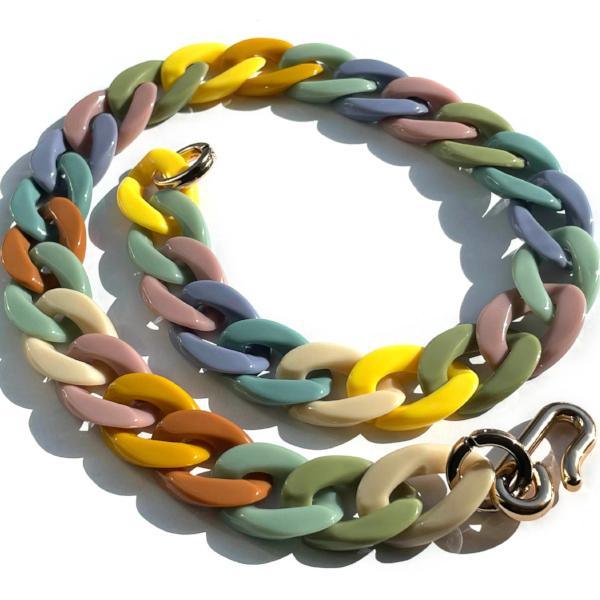 Chunky Long Chain Necklace, Colorful Acrylic Large link, gift, Boho Fashion Women Jewelry 