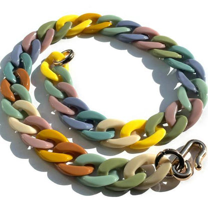 Chunky Long Chain Necklace, Colorful Acrylic Large link, gift, Boho Fashion Women Jewelry 