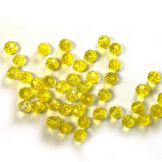 Citrine Yellow Topaz Czech Crystal 4mm Faceted Round Loose Beads, 100 pcs For Bracelet Necklace Jewelry Making 