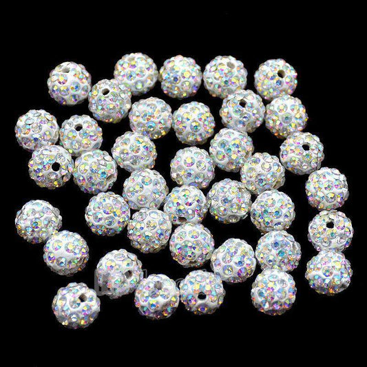 Clear AB Crystal Rhinestone Round Beads, 6mm 8mm 8mm 10mm 12mm Pave Clay Disco Ball Beads, Chunky Bubble Gum Beads, Gumball Acrylic Beads 