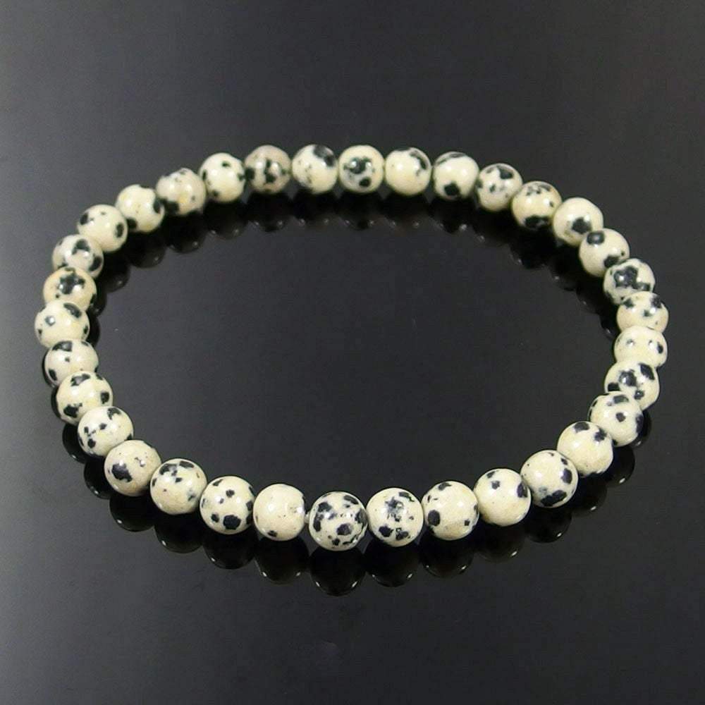 Dalmatian Spot Jasper Gemstone Bracelet, 4-12mm