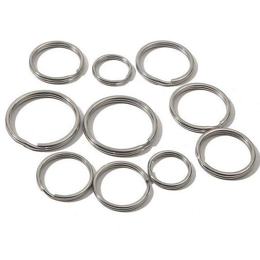 Flat Split Key Chain Ring, Stanless Steel 25-35mm, 10pcs 