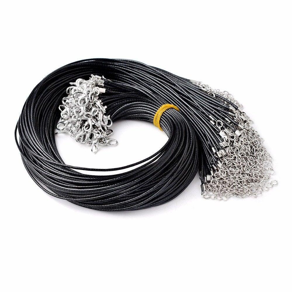 Genuine leather Necklace Cord, Thread Silver Plated Lobster Clasp, 2mm 3mm round rope 