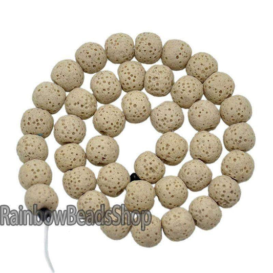 Gray Lava Volcanic Beads, Natural Round Gemstone, 8-12mm, 15.5'' strand 