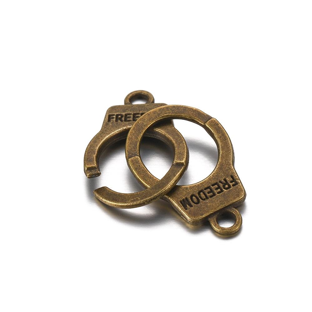 Handcuffs Style Charms Clasps, 10 set 