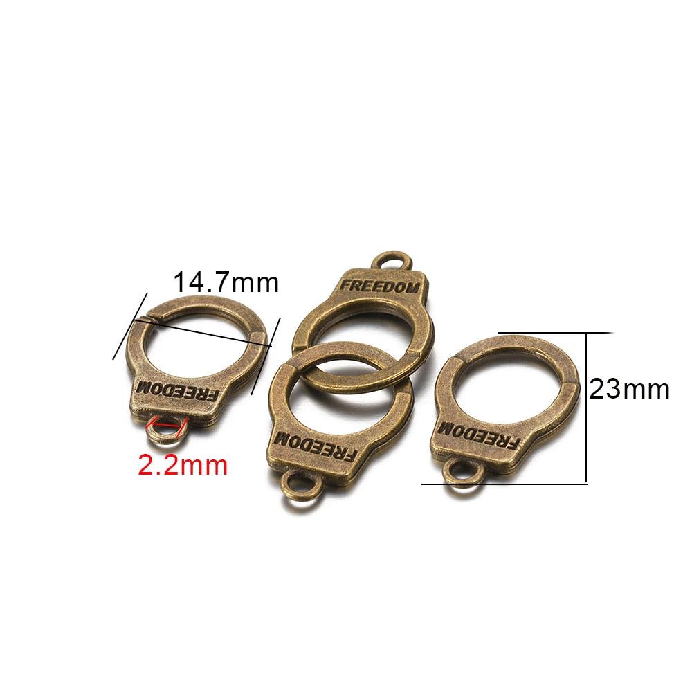 Handcuffs Style Charms Clasps, 10 set 