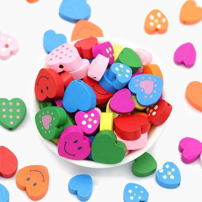 Heart Wood Mix Color Wooden Beads For Jewelry Making 13/18mm 