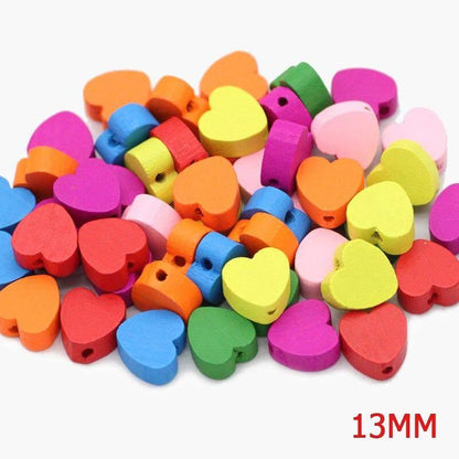 Heart Wood Mix Color Wooden Beads For Jewelry Making 13/18mm 