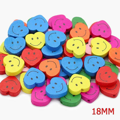 Heart Wood Mix Color Wooden Beads For Jewelry Making 13/18mm 