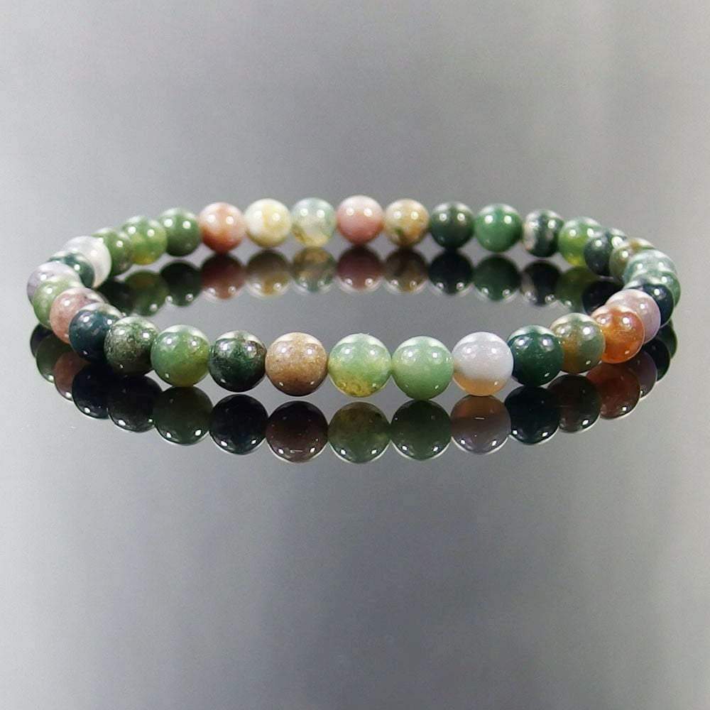 Indian agate gemstone stretch bracelet, 4-12mm