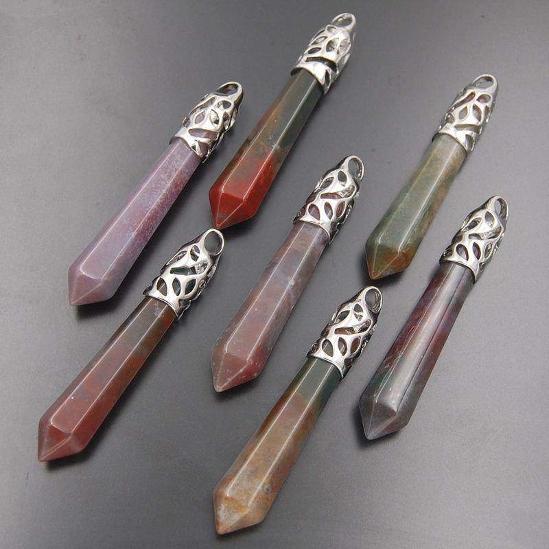 Indian Agate healing point chakra pendant bead, Healing Stone 