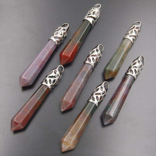 Indian Agate healing point chakra pendant bead, Healing Stone 