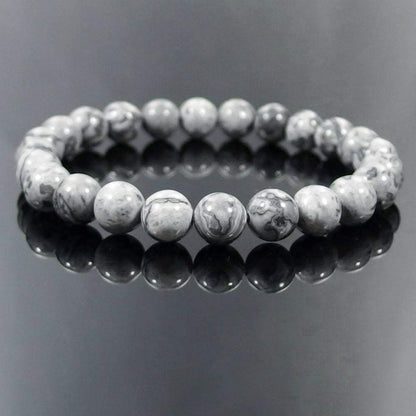 Landscape jasper gemstone stretch bracelet, 4-12mm
