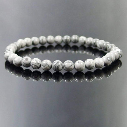 Landscape jasper gemstone stretch bracelet, 4-12mm