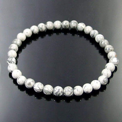 Landscape jasper gemstone stretch bracelet, 4-12mm