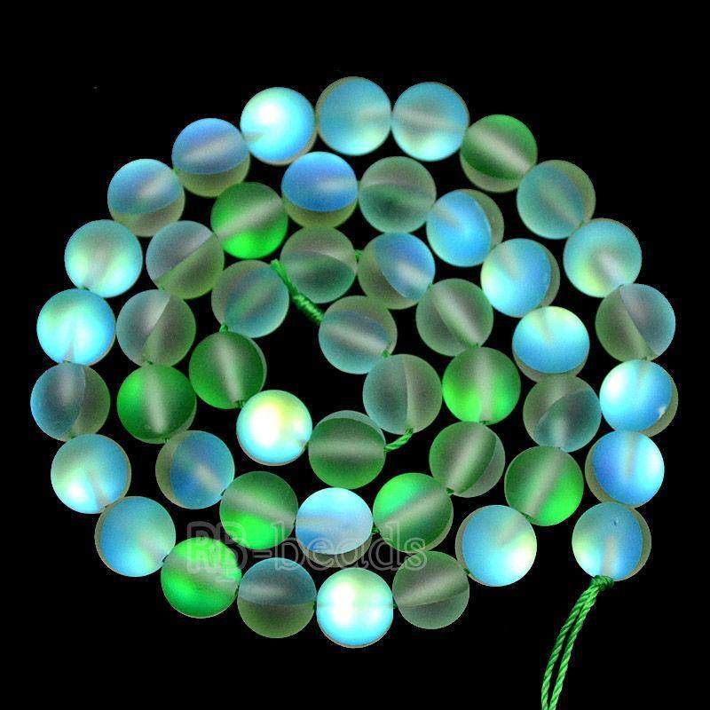 Matte Frosted Green Mystic Aura Quartz Beads Jewelry AB Beads Holographic loose Rainbow Quartz Beads 6mm 8mm 10mm 12mm beads 