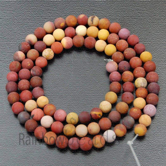 Matte Moukaite Jasper beads, 4-12mm Round Gemstone, 15.5'' strand 