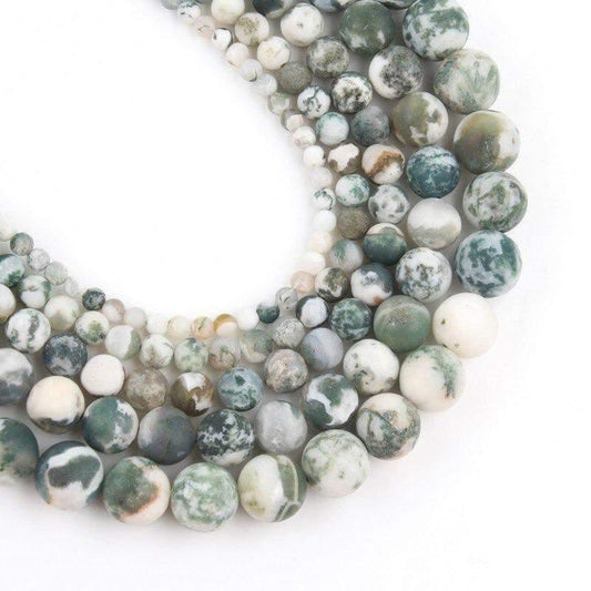 Matte Round Tree Agate Beads, 4-12mm, 15.5' inch full strand 