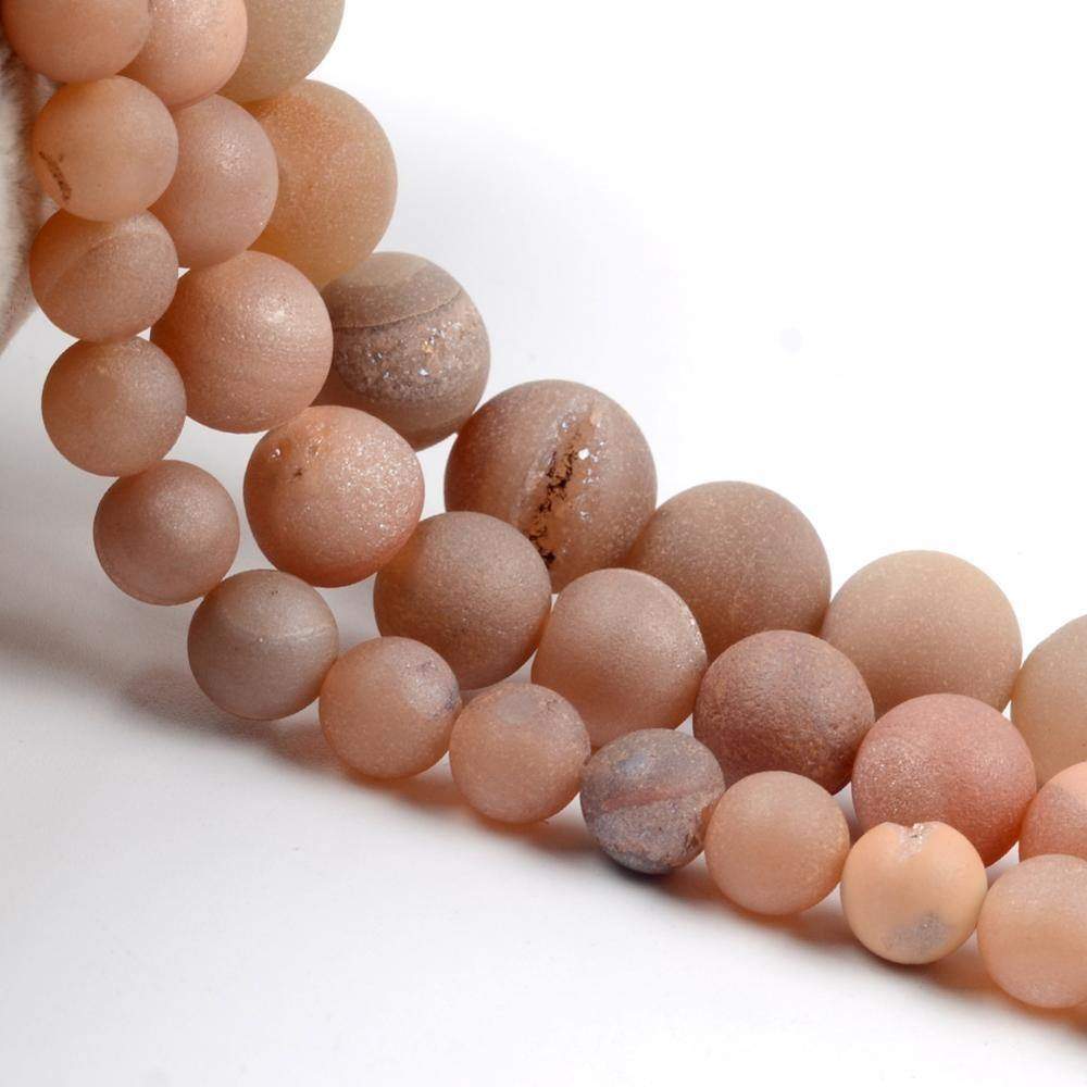Metallic Champagne Agate Druzy Beads, Round 6-16mm, 15.5'' inch strand 