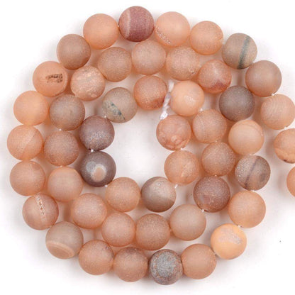 Metallic Champagne Agate Druzy Beads, Round 6-16mm, 15.5'' inch strand 