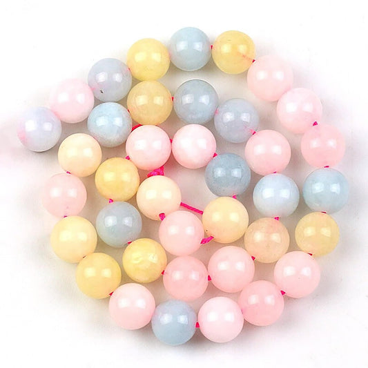 Morganite stone round beads, 6-10mm Natural genuine multi color stone 