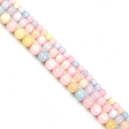 Morganite stone round beads, 6-10mm Natural genuine multi color stone 