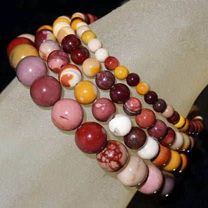 Moukaite Jasper Gemstone Stretch Bracelet, 4-12mm