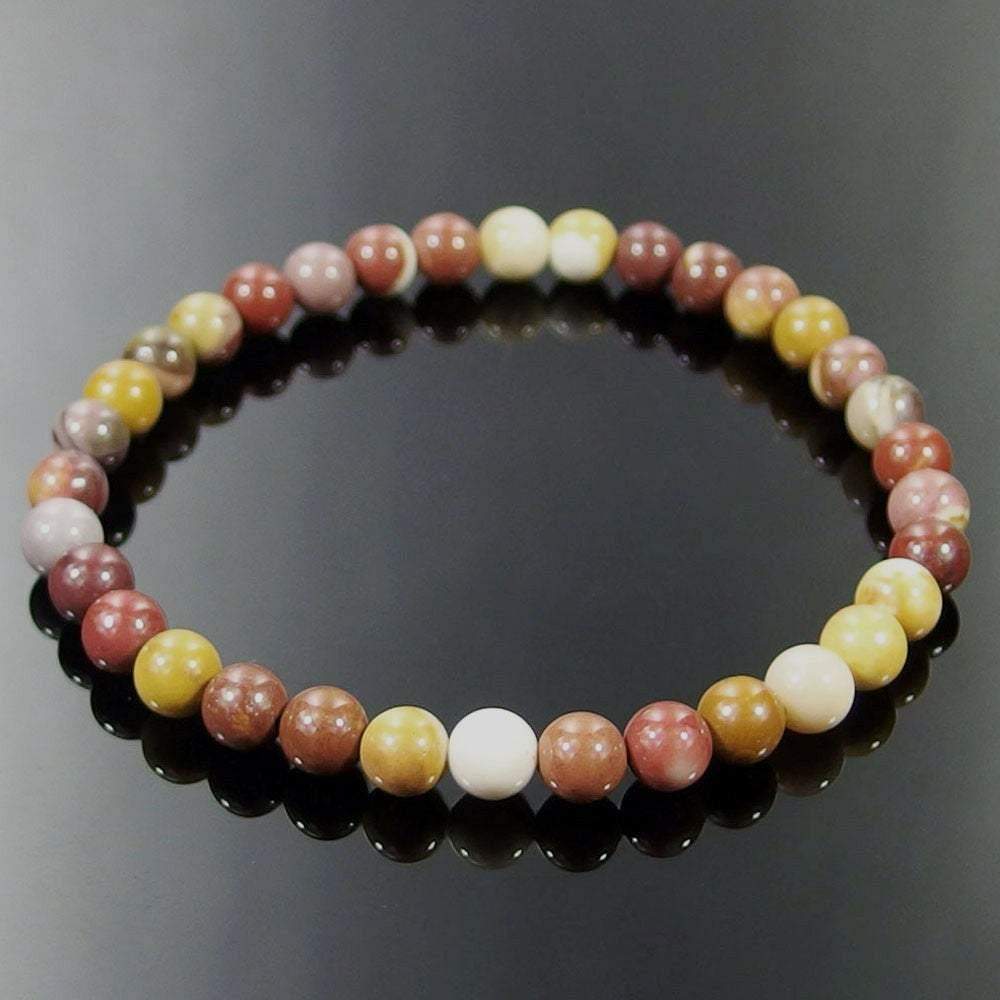 Moukaite Jasper Gemstone Stretch Bracelet, 4-12mm