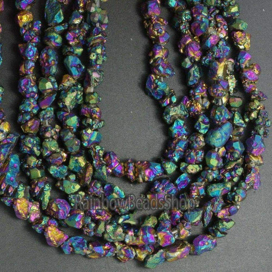Multicolor Quartz Crystal Druzy Chip Nugget Beads, 7-8mm 