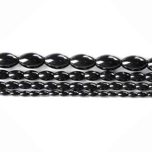 Natural Black Hematite, shape Rice, Oval, Drum, MAGNETIC 