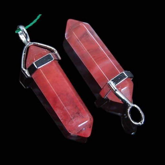 Natural Cherry Quartz double Terminated, Reiki Point Pendant beads, Gemstone, Crystal healing, Chakra Stone bead, Rock chakra pendant 