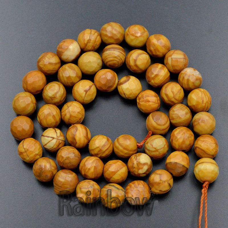 Natural Faceted Wood Vein Jasper Brown Beads, 4-10mm, 15.5'' strand 
