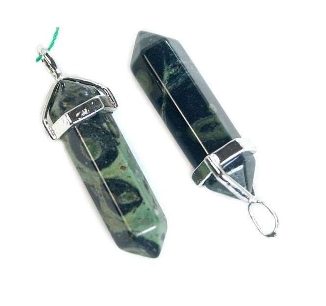 Natural Kambaba Jasper double Terminated Point Pendant Gemstone Rock Crystal healing point chakra Reiki pendant bead, Chakra Stone 