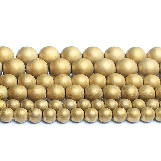 Natural Matte Gold Hematite Beads, Round, 15.5'' inch strand 