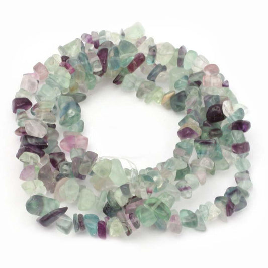 Natural Multicolor Fluorite Beads, Chip,  5~8mm 34 Inc strand 