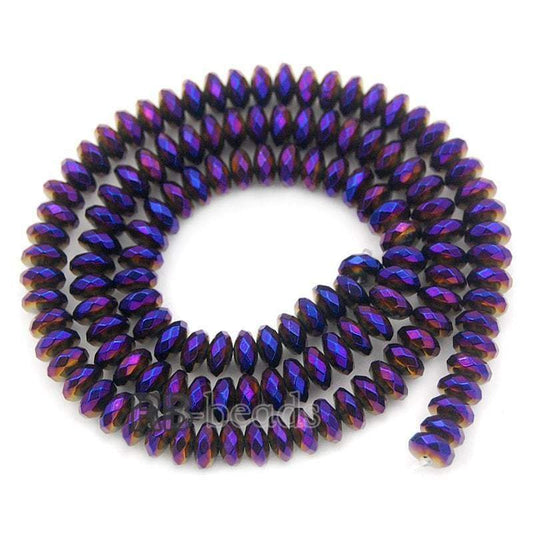 Natural Purple Hematite Faceted Rondelle Beads,  2-10mm  16'' strand 