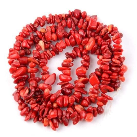 Natural Red Coral Chip Beads, size 5~8mm, 34 Inc per strand, 