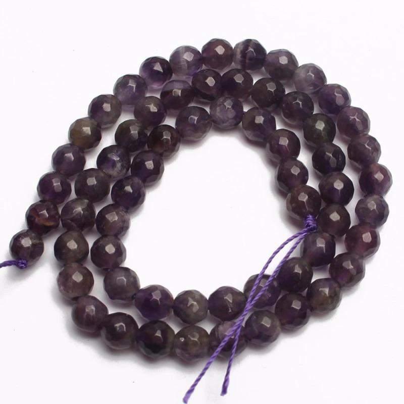 Natural Round Faceted Amethyst Beads, size 4-12mm, 15.5'' inch Strand 
