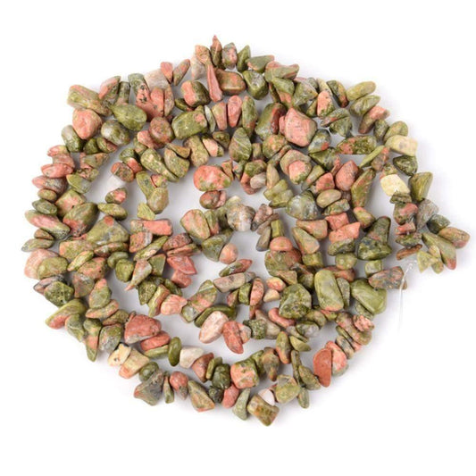 Natural Unakite Jasper Chip Beads, 5~8mm 34 Inc per strand 