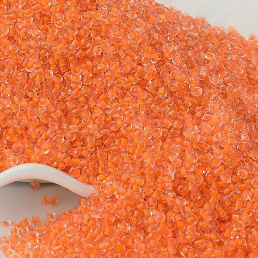 Orange Lined Tiny Miyuki Delica seed beads, 2mm 12/0  japanese preciosa round small glass, 1000pcs 