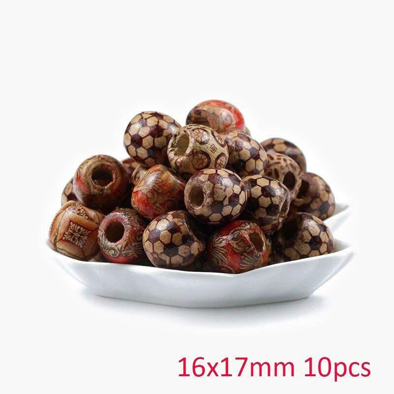 Painted Wooden Round Vintage Beads, Big Hole Fit Charm European DIY 9*10/16*17mm 100pcs 