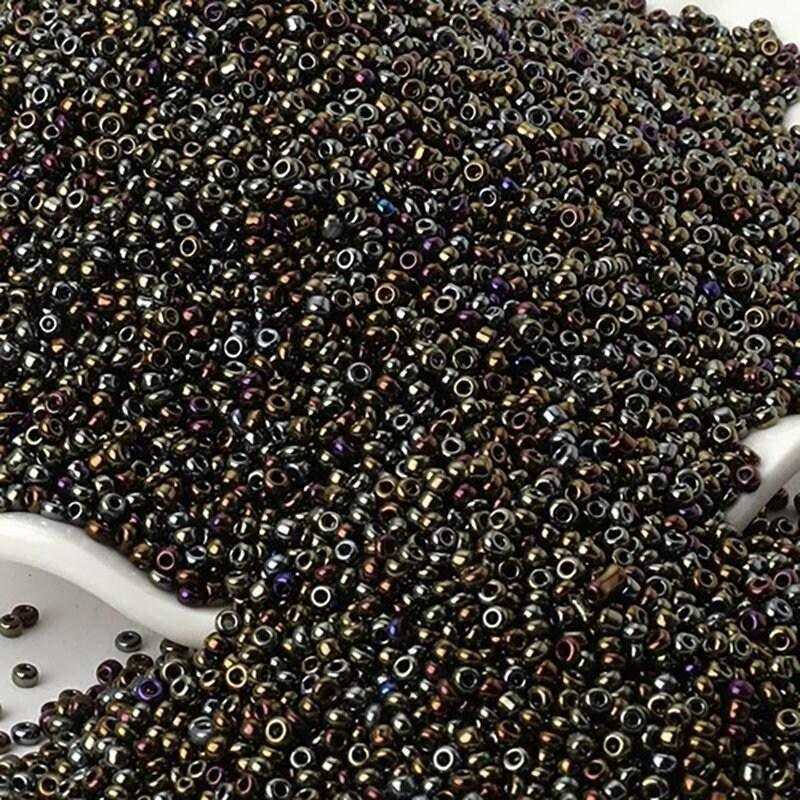 Pearl dark rainbow Opaque japanese seed beads, 2mm 12/0 Miyuki Delica small glass Austria round beads, 1000pcs 