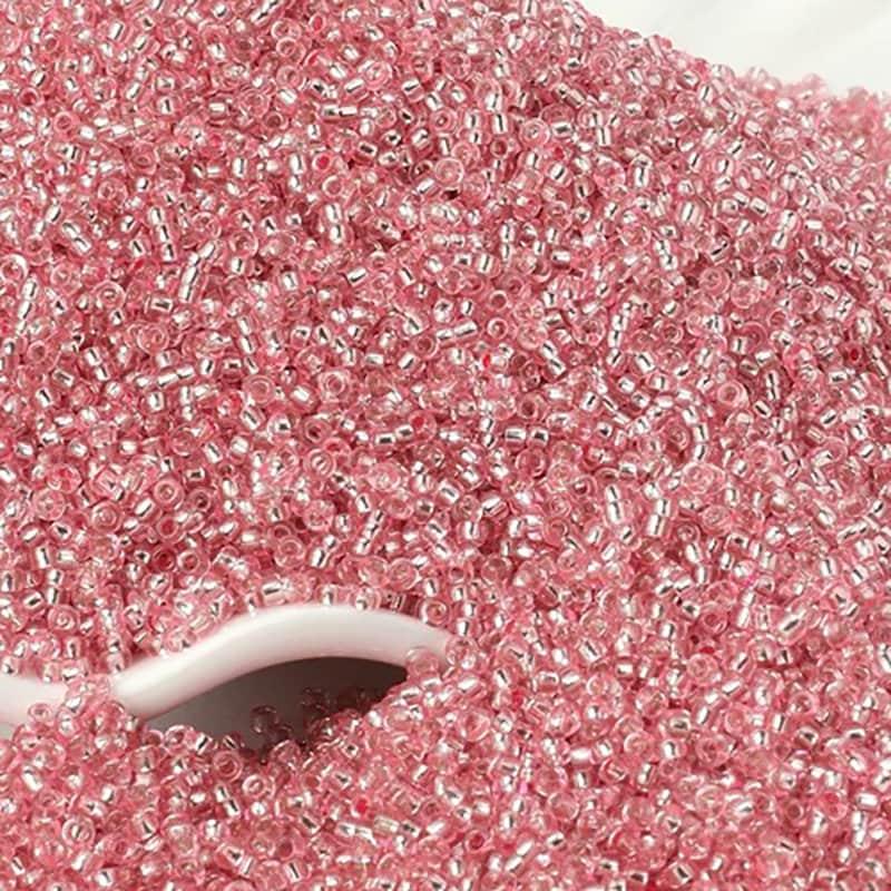 Pink Lined Transparen  preciosa seed beads, beadworking 2mm 12/0  Miyuki Delica small glass beads, Austria round beads, Clear, 1000 pcs 