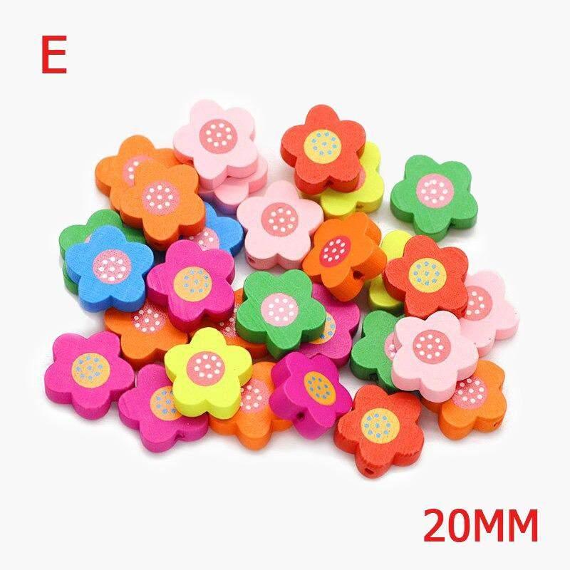 Plum Blossom Flower Wood Beads, Mixed Color Loose Beads 12/15/20mm 