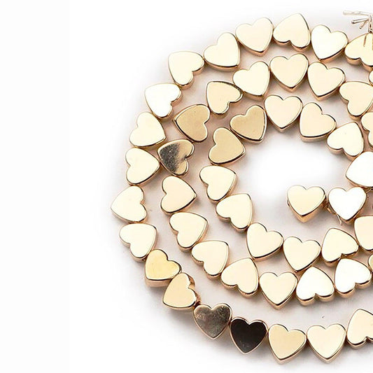 Pyrite Color  Flat Heart Hematite Gemstone Beads, 4-10mm, 15.5'' strand 