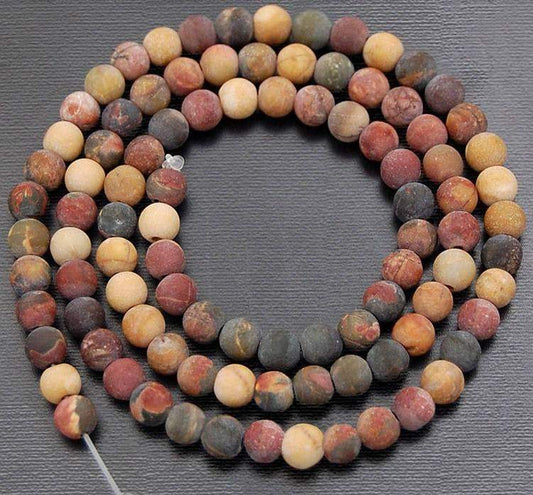 Round Matte Jasper Picasso beads, 15.5'' strand.  4-12mm 