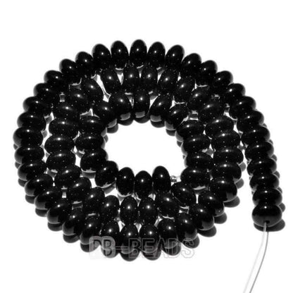 Semiprecious Rondelle Disk Black Agate Beads, Smooth Matte and Faceted 