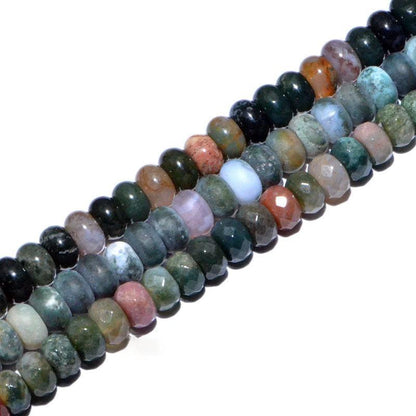 Semiprecious Rondelle Disk Indian Agate Beads, Smooth Matte or Faceted 