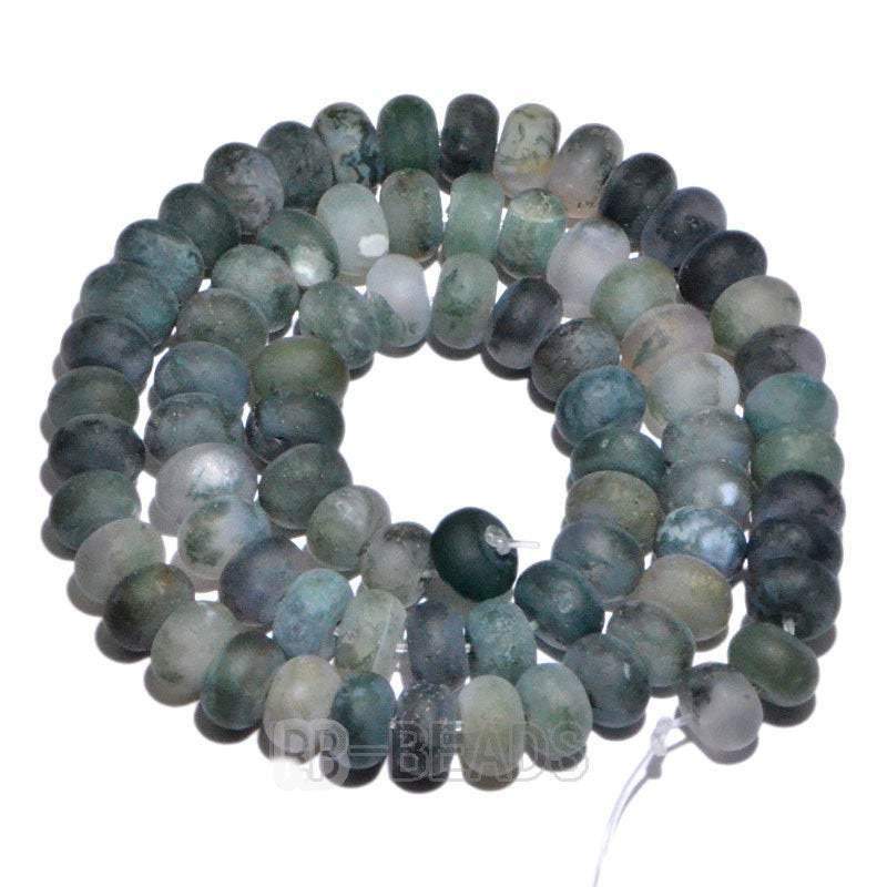 Semiprecious Rondelle Disk Moss Agate beads, 4x6mm 5x8mm, 15.5 strand 
