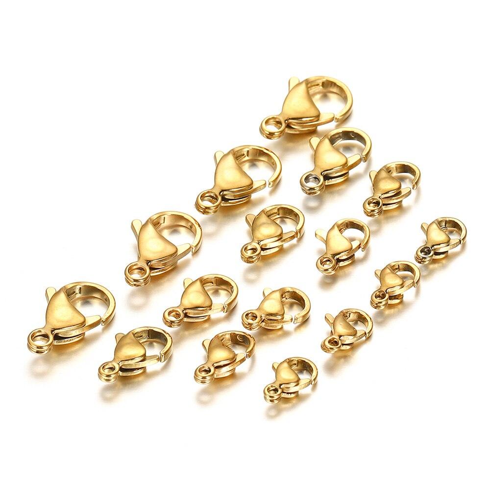 Stainless Steel Lobster Claw Clasps, Gold Plated, 30Pcs/lot 